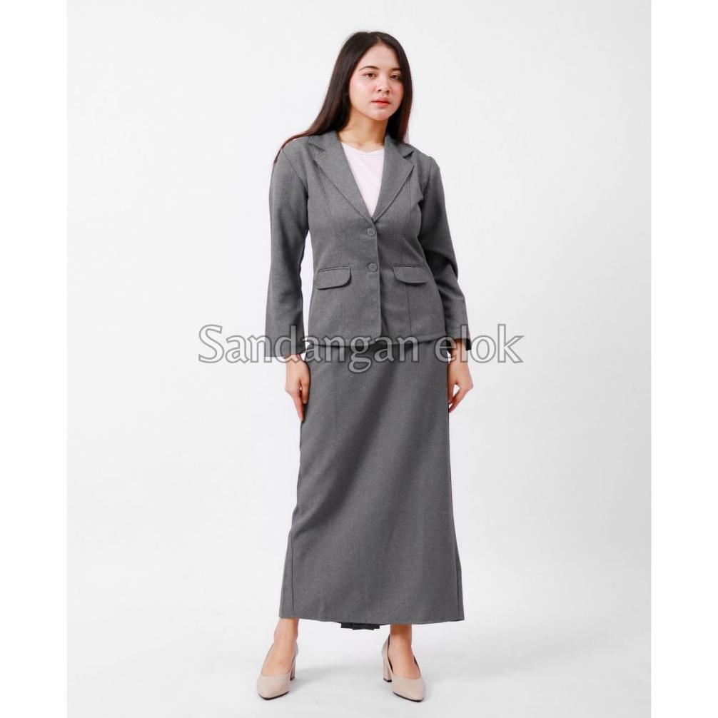 Best Seller One Set Blazer Formal Wanita Dan Rok Span Panjang - Setelan Rok Dan Blazer Wanita - Sete