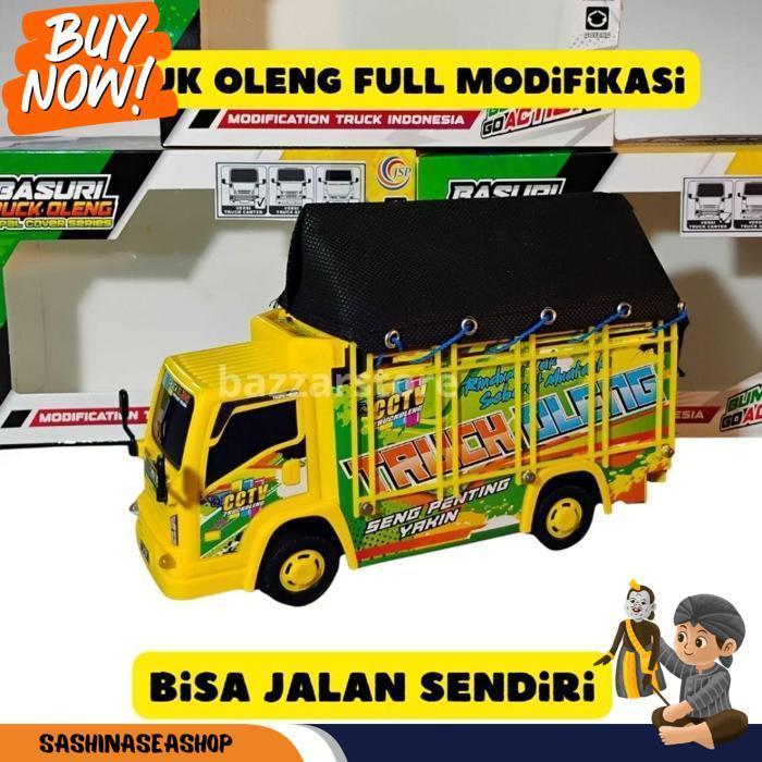 Mainan Truk Oleng Modifikasi Terpal Bisa Jalan Sendiri Lampu Nyala Dan Musik Telolet Nyala, Miniatur
