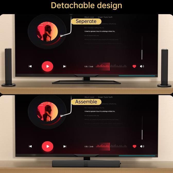 Soundbar Surround Portabel Dengan Subwoofer Nirkabel Dan Sistem 2 Speaker Untuk Tv Dan Home Theater
