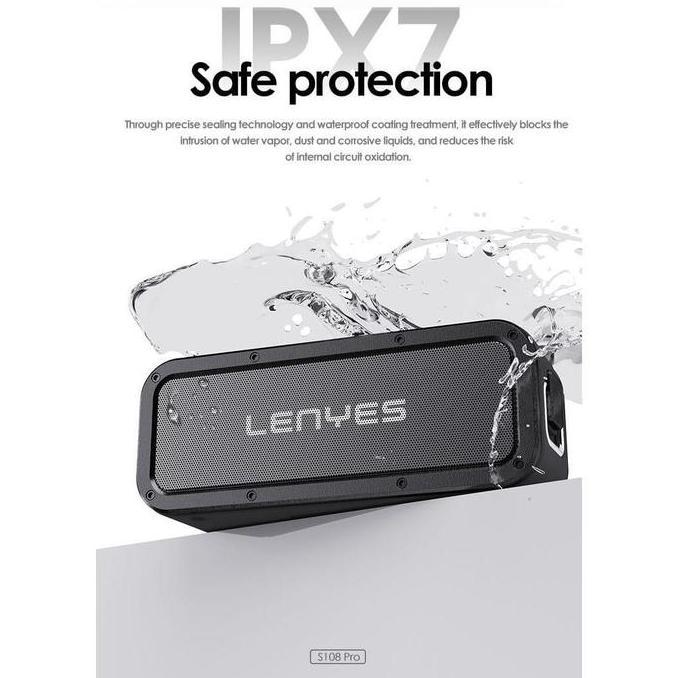iqorida22 - lenyes speaker bluetooth tws v5.3 waterproof ipx7 40watt hifi stereo bass equalizer s108