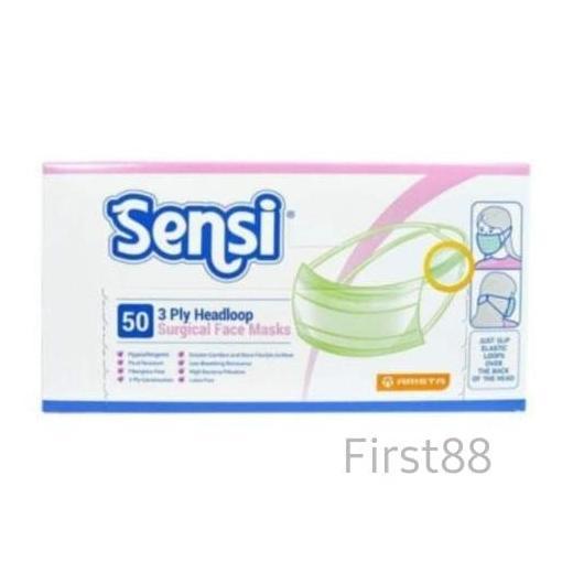 Sensi Mask 3 Ply Headloop Surgical Isi 50 Pcs