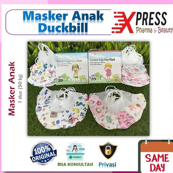 Xpress  Masker Duckbil Duckbill 3Ply Facemask Isi 50 Pcs Mix Warna Hitam Putih Termurah Duck Bill Bi
