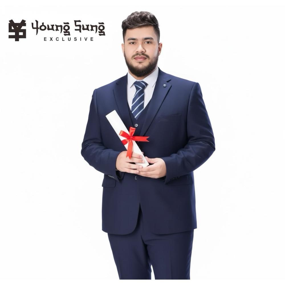 Diskon Youngsung Exclusive - Jas Pria Biru Kelautan Navy Dongker Dark Blue Jangkar Abu Gajah Xl Xxl 