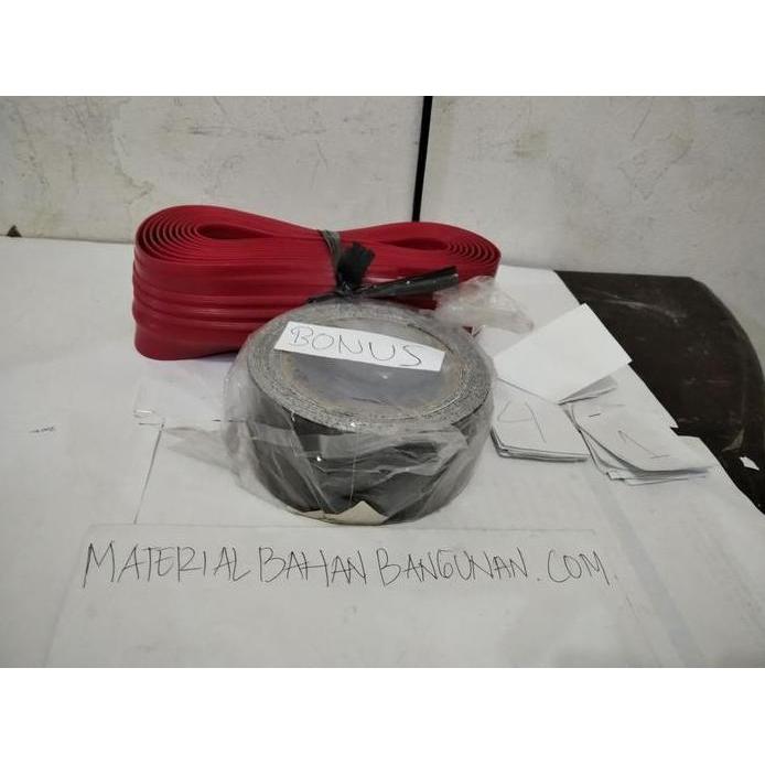 Ready LAKBAN ANTI SLIP 2INCH HITAM LIS TANGGA MERAH KARET POLOS PANJANG 4MTR
