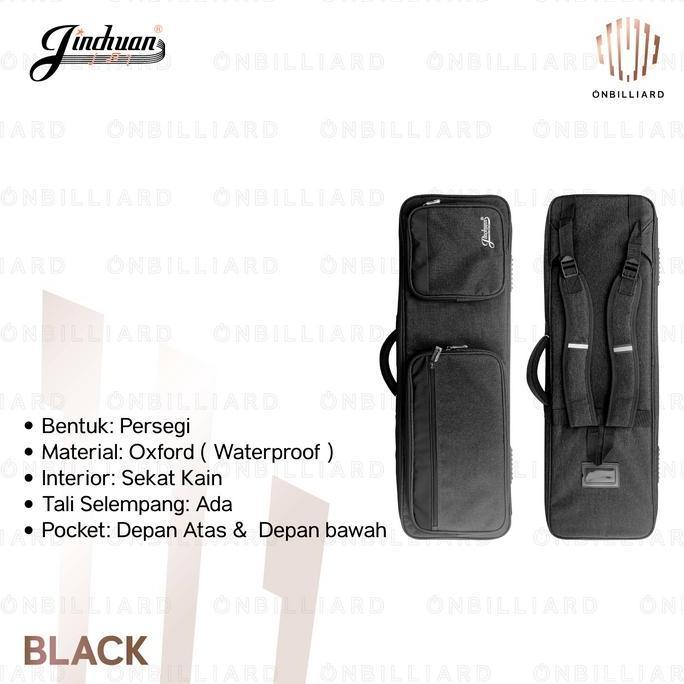 TERMURAH - JINCHUAN C-2234 Tas Stick Billiard 3x4 Cue Soft Case 3 Butt 4 Shaft 7 Lubang Sekat Kain B