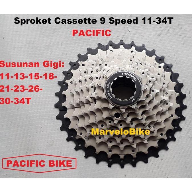 Sproket FreeWheel Susun Sepeda 9 Speed 11-34T Cassette PACIFIC