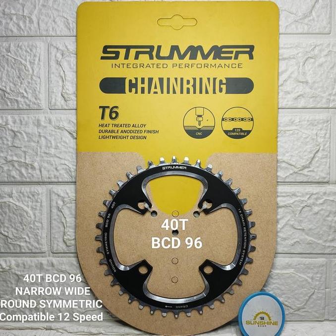 Chainring Crank STRUMMER 40T 42T BCD 96 ROUND SYMMETRIC CNC Narrow Wide Sepeda MTB Roadbike