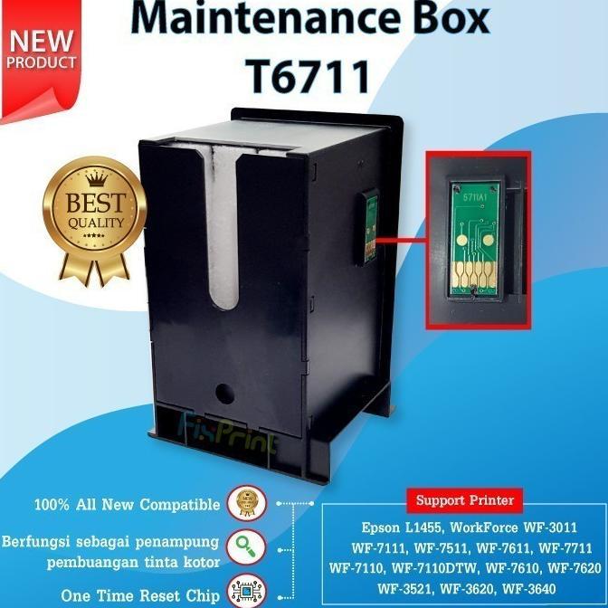 Maintenance Box T6711 T-6711 Compatible Reset Waste Ink Pad Busa Printer L1455 WF7611 WF7111 Kotak P