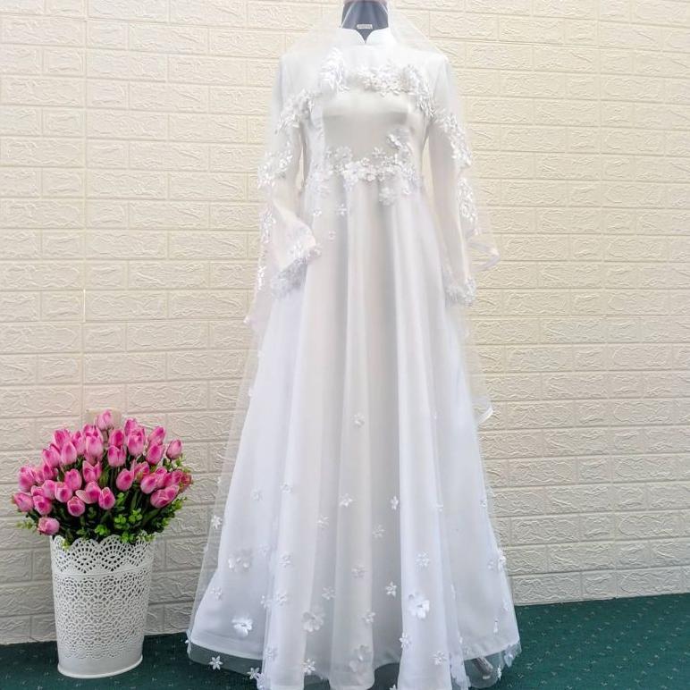 Diskon Gaun Akad/Gaun Walimah Syari/Gaun Pengantin Syari/Gamis Walimah/Gamispengantin/Gaun Pengantin