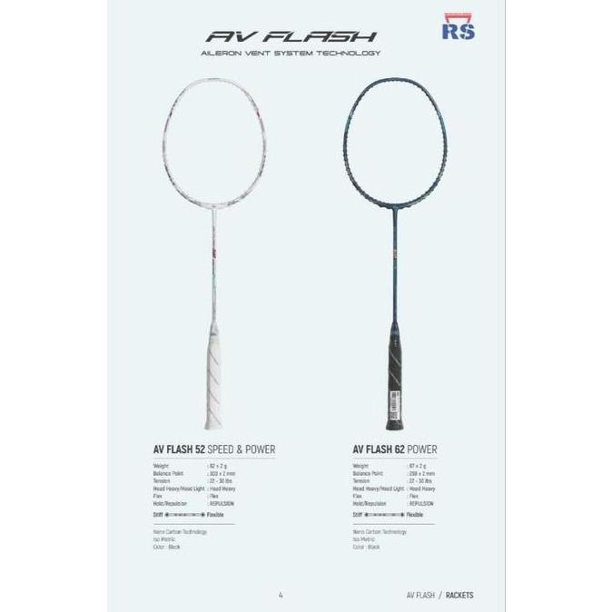 TERBARU - Raket Badminton RS AV FLASH 62 61 52 51 32 31 Control Power Prof Speed Original
