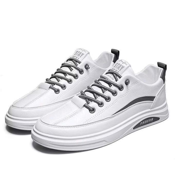 sepatu cowok terlaris/sepatu sneakers pria elgan Casual Shoes Snekers Putih Kerja Kasual Hitam adhoc