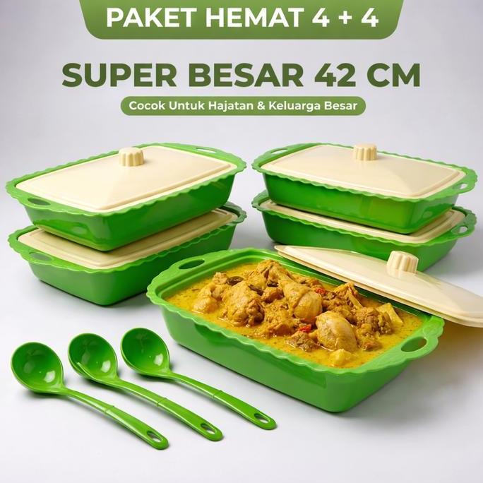 zumiastoree_ayu - [ 1 set 4 pcs ] wadah saji prasmanan tempat sayur basi basy lauk alat hijau