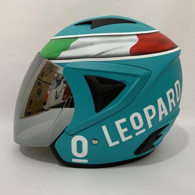 NEW HELM JP13 LEOPARD (WHITE) TOSCA DOFF HALF FACE HELM DEWASA SNI ORI