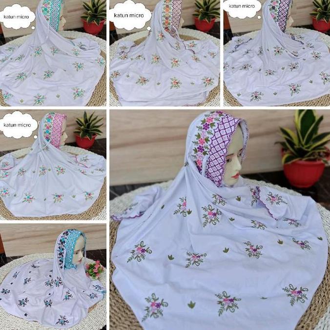 MUKENA MUKENAH RUKUH TERUSAN LAJURAN LANGSUNGAN DEWASA REMAJA JUMBO PUTIH BORDIR BURUNG LOVE KATUN P