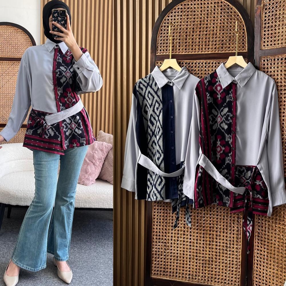 Little Butik Tenun Etnik Batik Shirt | Atasan Batik Wanita Batik Kerja