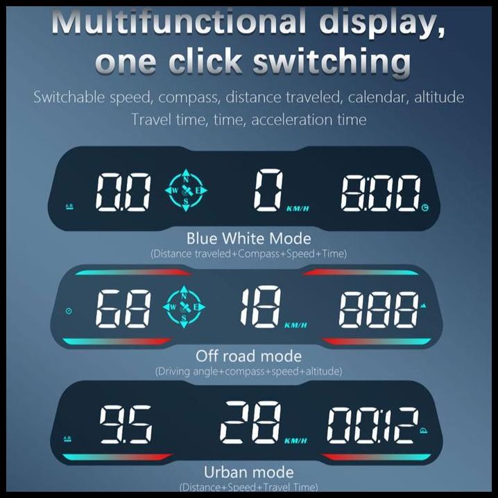 TERLARIS SPEEDOMETER SPEEDO DIGITAL GPS HUD KOMPAS ALTIMETER ALARM BERKENDARA JAM DIGITAL MOBIL SPEE