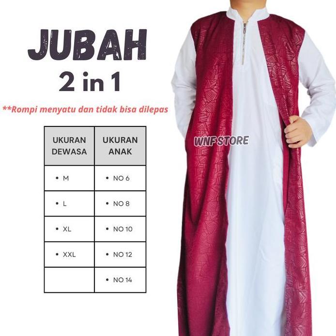 Ready stock Jubah Rompi Dewasa & Anak Satu Set Jubah Pria 2in1 Bahan Poly Metalyc & Bsy Poly Embos W
