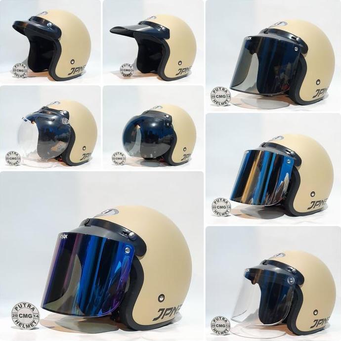 NEW PROMO HELM BOGO JPN ARC RETRO CREAM DOFF KACA FLAT CEMBUNG ORI