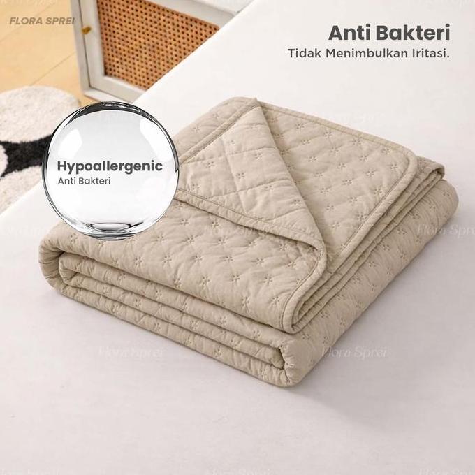 Sleepyou- Flora Sprei Set Selimut Korean Pastel Kain Microtex Adem & Lembut Selimut Tipis | Quilt Po
