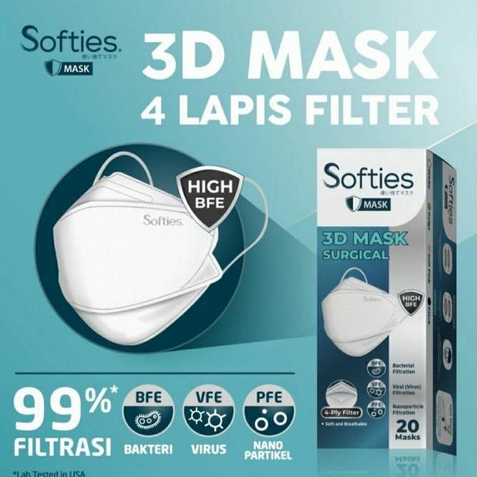 Softies 3D Surgical Mask 4Ply / Softies Masker Kf94 3D Isi 20