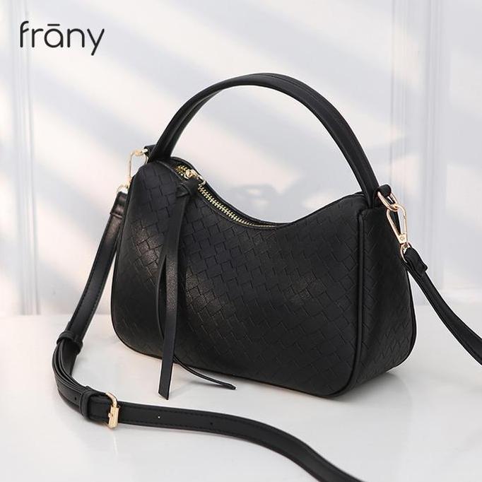 Handbag Minimalis Frany Tas Selempang Wanita Bahan Kulit Pu Shoulder Bag Bahu Sling Bag 2 In1 Motif 