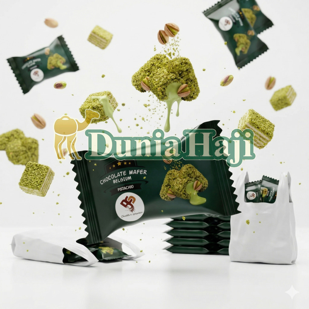 Coklat Wafer Belgium  Pistacio 250gr/500gr Original Madinah / Pack
