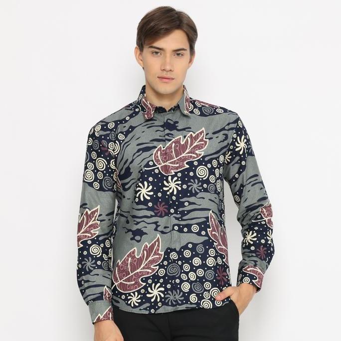 Batik, Enzy Batik Kemeja Batik Pria Abhipraya - Oslo Blue
