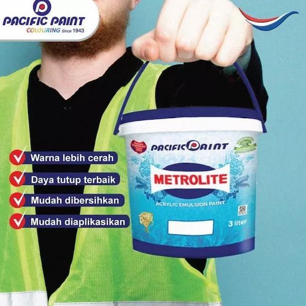 NEW METROLITE CAT TEMBOK 3 LTR WARNA PUTIH KEBIRUAN / CAT DINDING METROLITE PASIFIC PAINT KUALITAS B