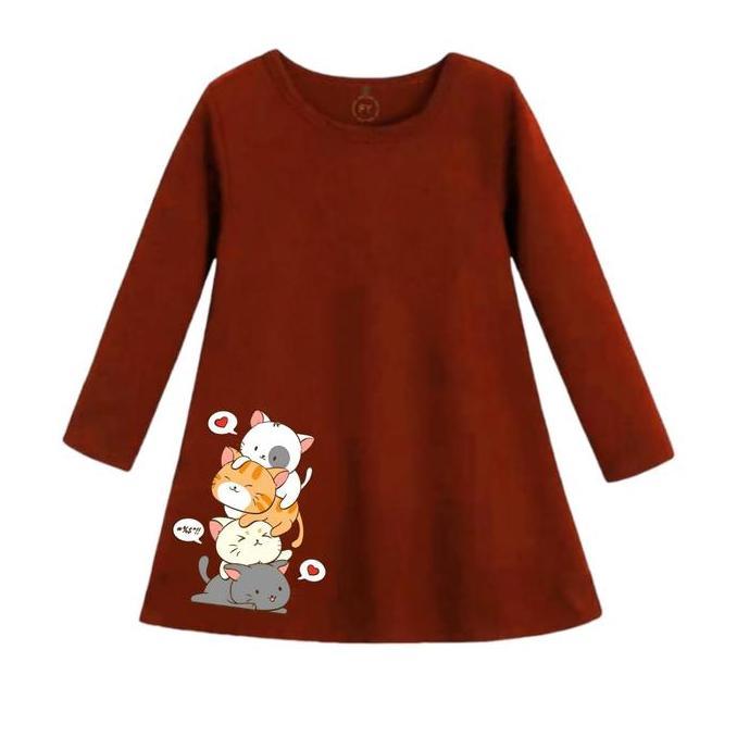 Kaos Daster Anak Perempuan Dress Anak Cewek Tunik Anak Motif Tunik 4cats