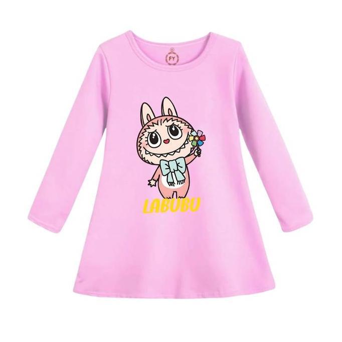 Kaos Daster Anak Perempuan Dress Anak Cewek Tunik Anak Motif Tunik Labubu LMO