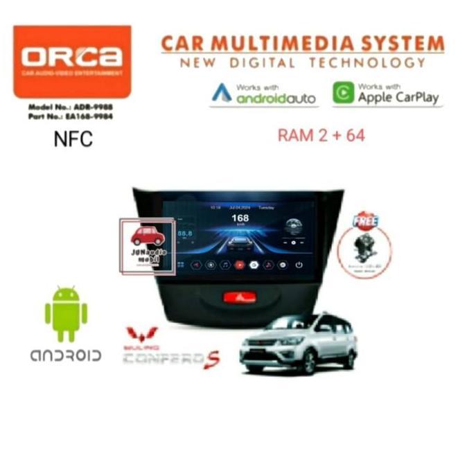 Head Unit Android Orca 10 Inch OEM Wuling Confero + Kamera