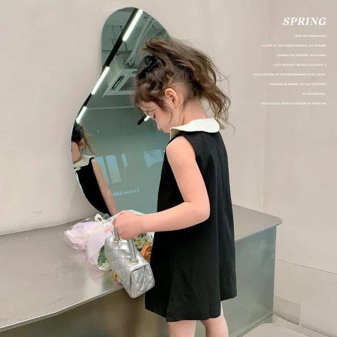 Dress Black Simpel Anak Perempuan Pita Korea Import Gaun Anak Perempuan