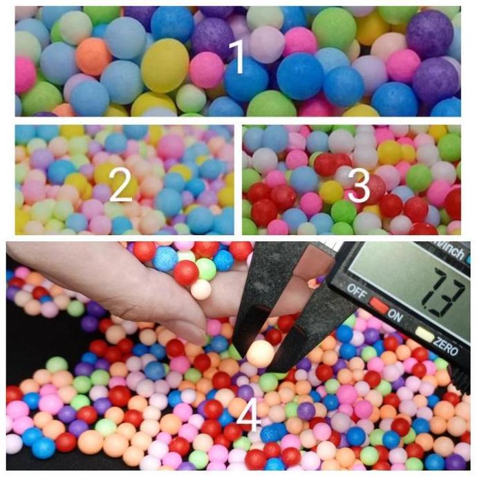 BUTIRAN STYROFOAM UKURAN BESAR 6-7 MM WARNA WARNI 500 gram