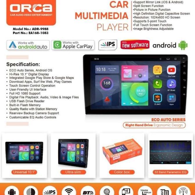 Tv Mobil / Head Unit Android Orca Universal 9 Inch