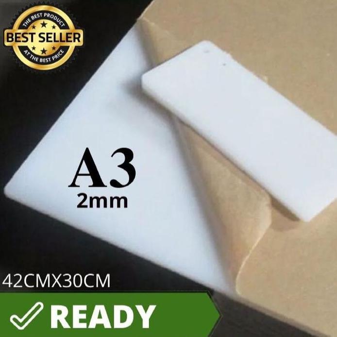 Akrilik Lembaran Putih Susu 2mm Ukuran A3