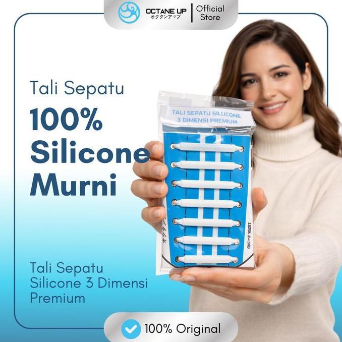 Octane Up Tali Sepatu Silicone 3 Dimensi Premium Hitam Putih Mata Itik Kecil & Besar 100% Original M