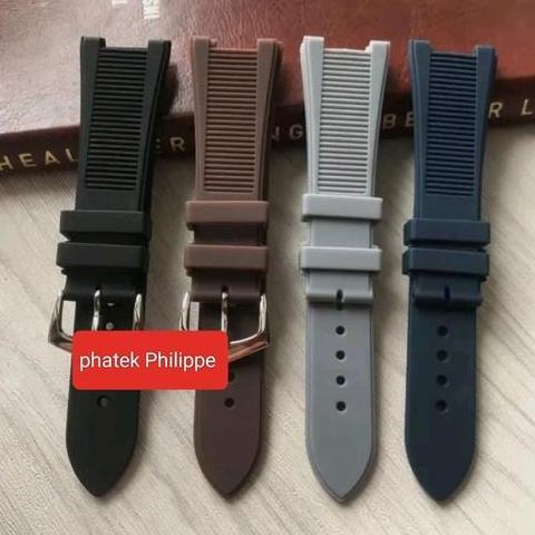 TALI JAM PATEK PHILIPPE GENEVE NAUTILUS RUBBER STRAP - Hitam, Plus Buckle