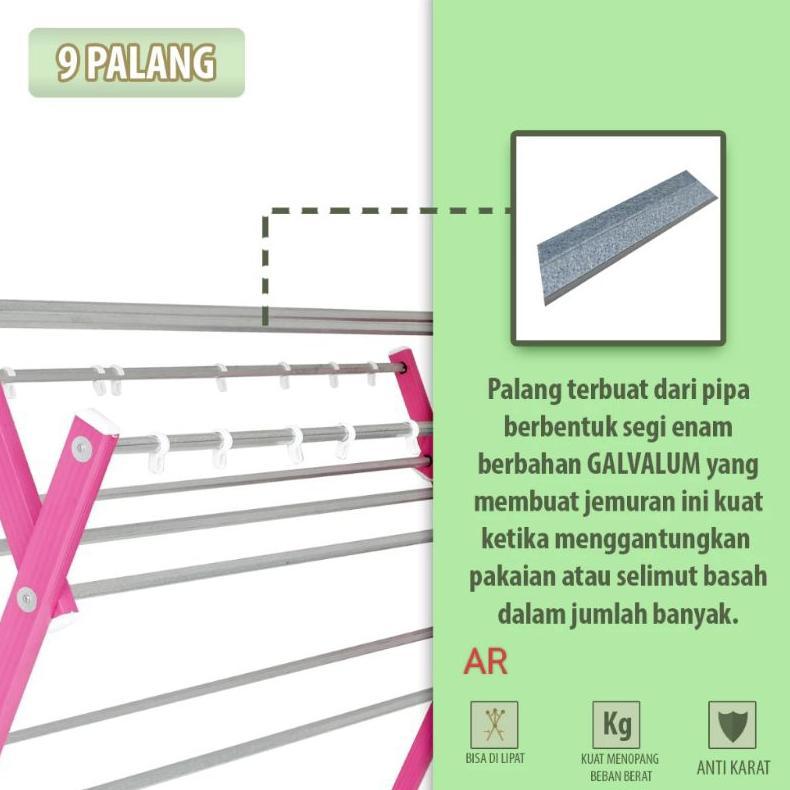 JEMURAN PAKAIAN / JEMURAN BAJU ALUMINIUM TIANG KECIL SEGI GALVALUM