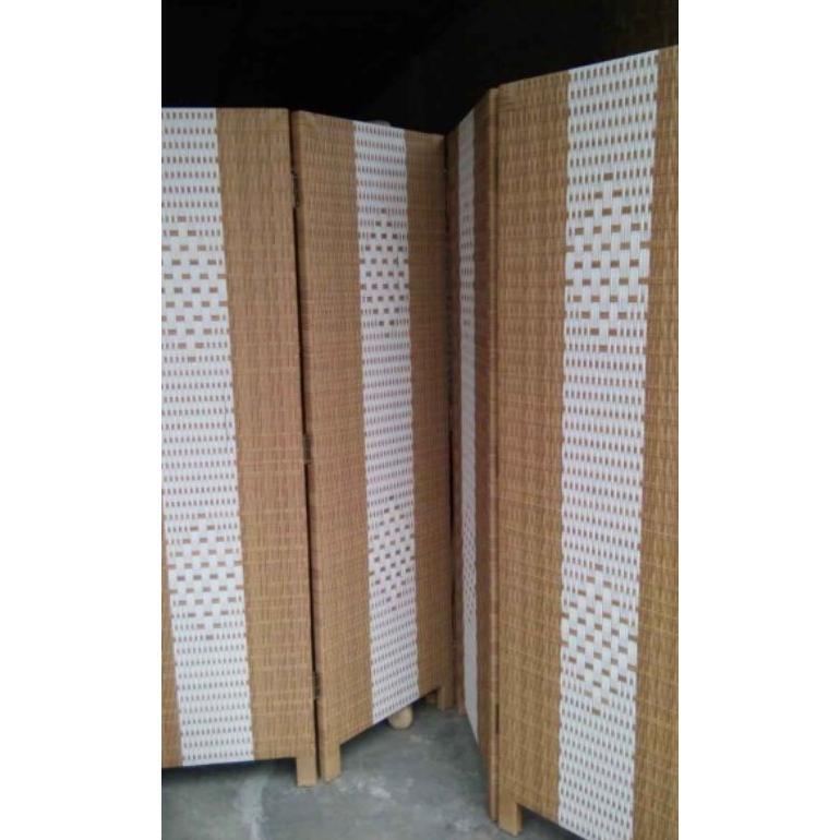 Sketsel Ruangan Rotan Sintetis 3 Panel Tinggi 170 Cm