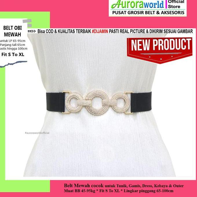 Rotazione- Auroraworld Belt Karet Elastis Obi Aksesoris Dress Gamis Jeans Ikat Pinggang Wanita Elega