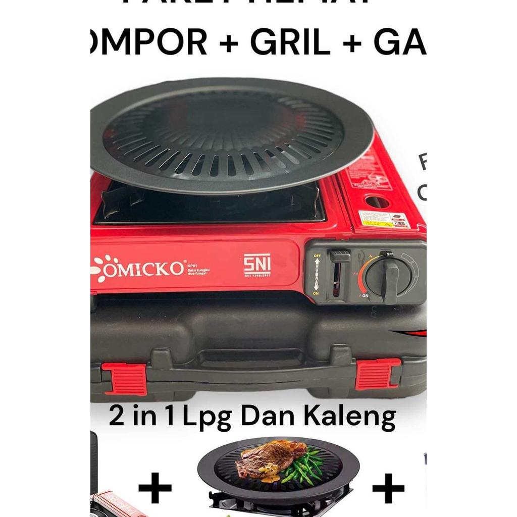 Paket Kompor Portable Omicko + Grill + Gas Portable / Kompor Camping