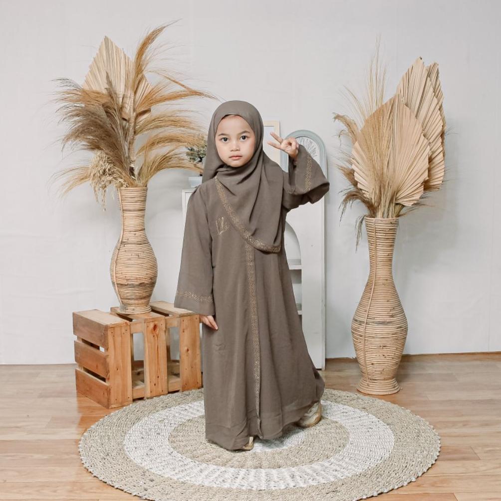 Paket Hemat Littlemalika X Majidah Abaya Dubai Anak Full Size Bahan Ceruty Set Hijab Dan Cadar Gamis