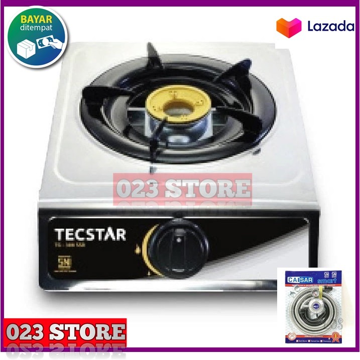 Tecstar Kompor Gas Full Stanlis Satu Tungku Tg-388Ssn+Selang Paket Caisar