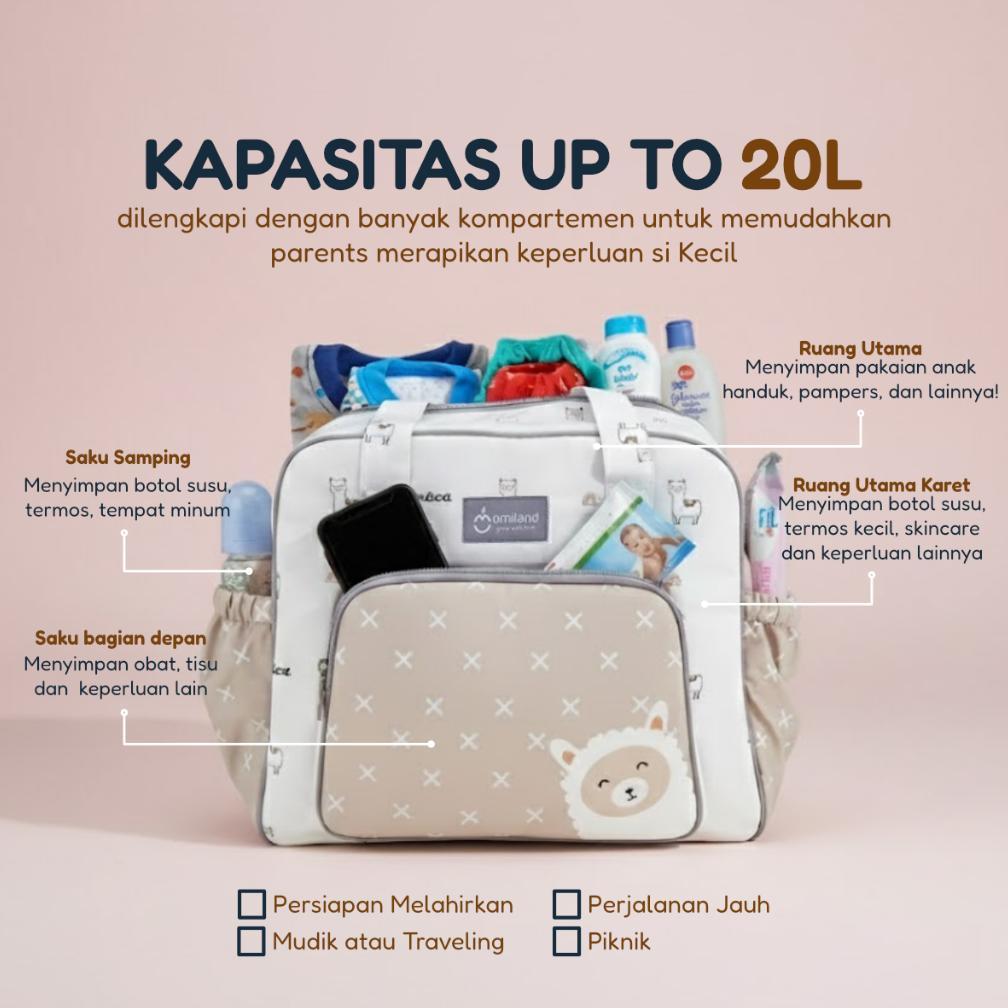 TANVISTORE TAS BAYI OMILAND TAS MULTIFUNGSI TAS SELEMPANG DIAPER BAG BESAR MEDIUM KECIL BANYAK KANTO