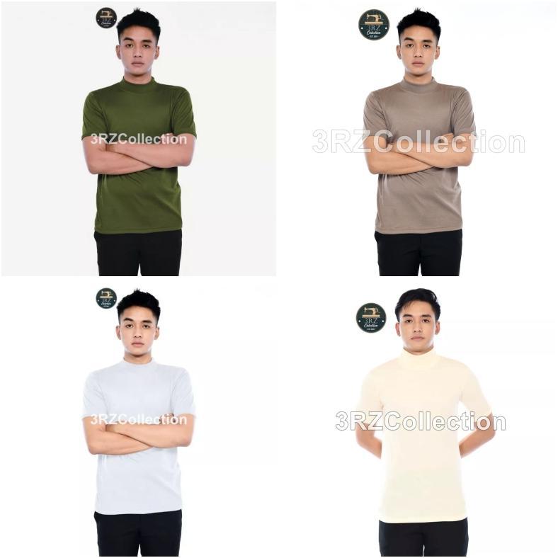 Grade Ori Polisi Satpam Security Kaos Polos Coklat/Putih/Army Kaos Dalaman Leher Panjang Leher Pende