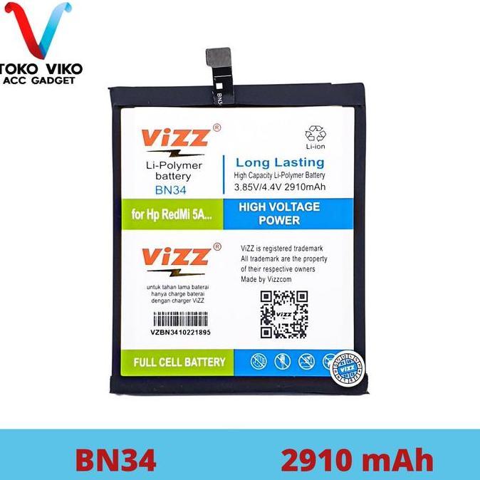 NEW BATERAI VIZZ BN34 FOR XIAOMI REDMI 5A BATERAI ORIGINAL VIZZ ORI