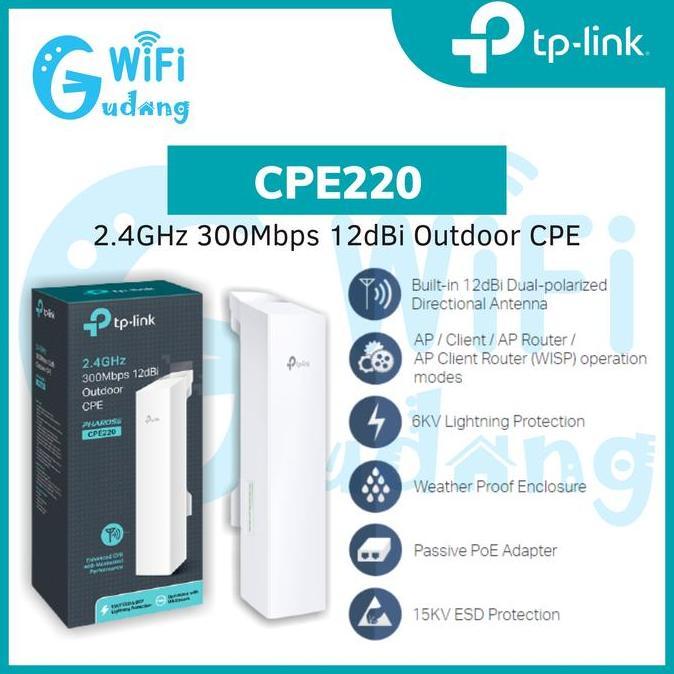 Access Point Outdoor TP-LINK 2.4GHz 300Mbps CPE220 / CPE 220 / CPE-220