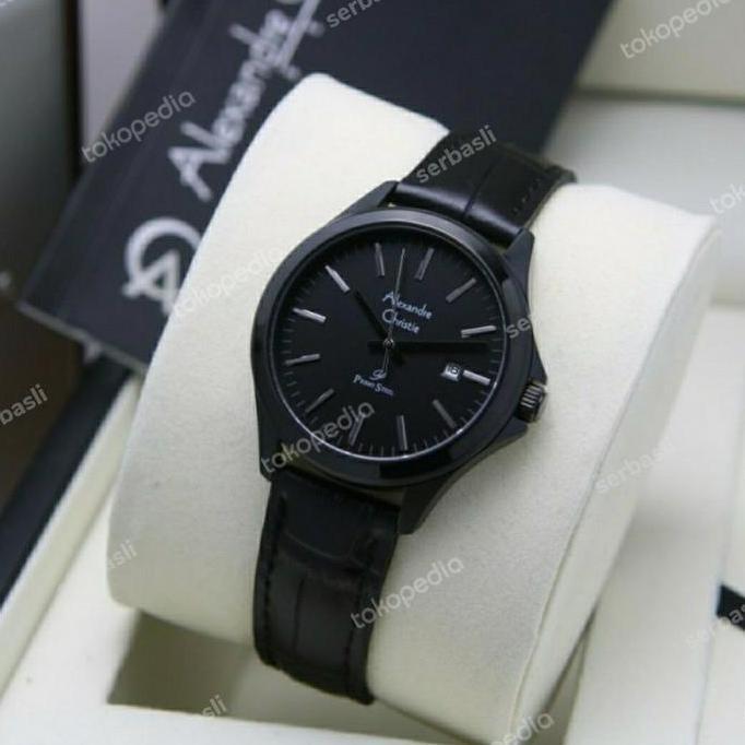 ALEXANDRE CHRISTIE AC1026LD AC 1026 FULL BLACK JAM WANITA KULIT ORI