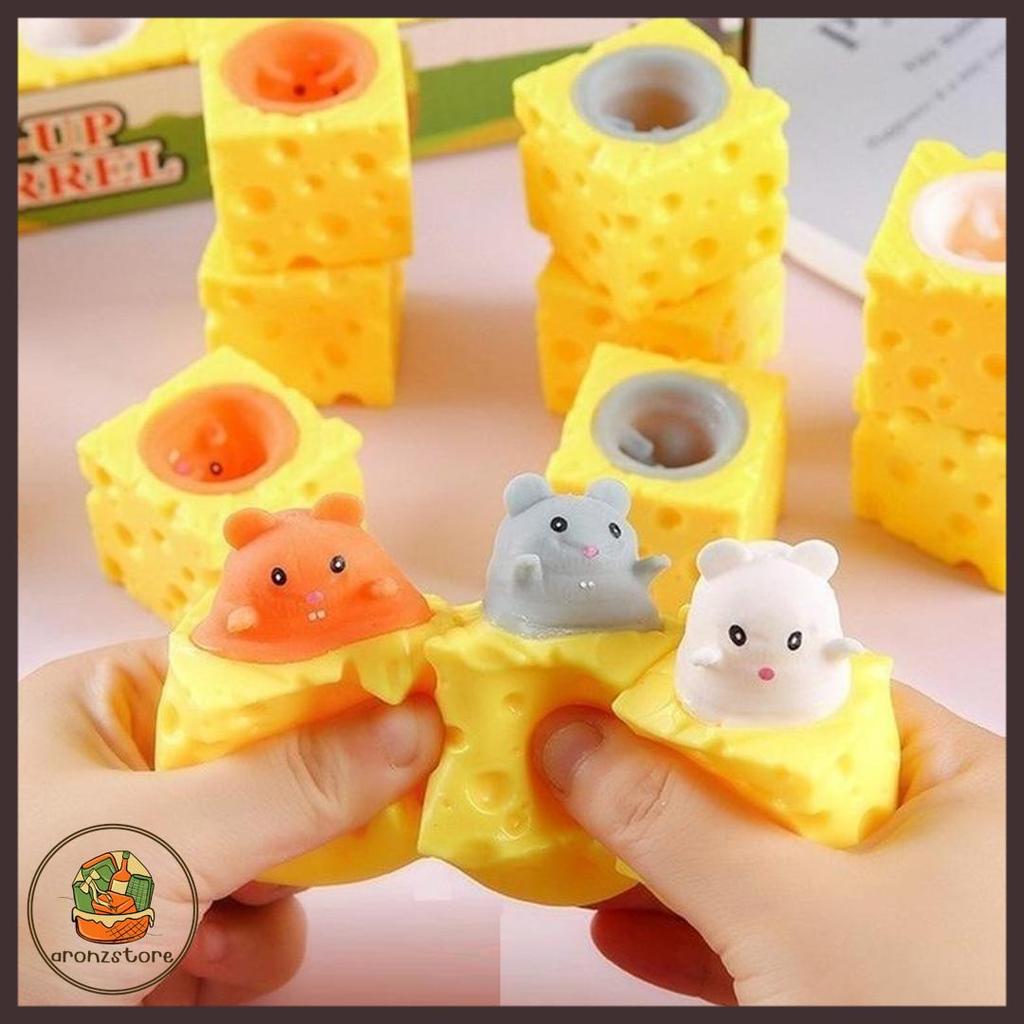 Special Price Mainan Pop It Squishy Karet Silikon Keju Tikus / Mainan Squishy Tikus Keju Karet Silik