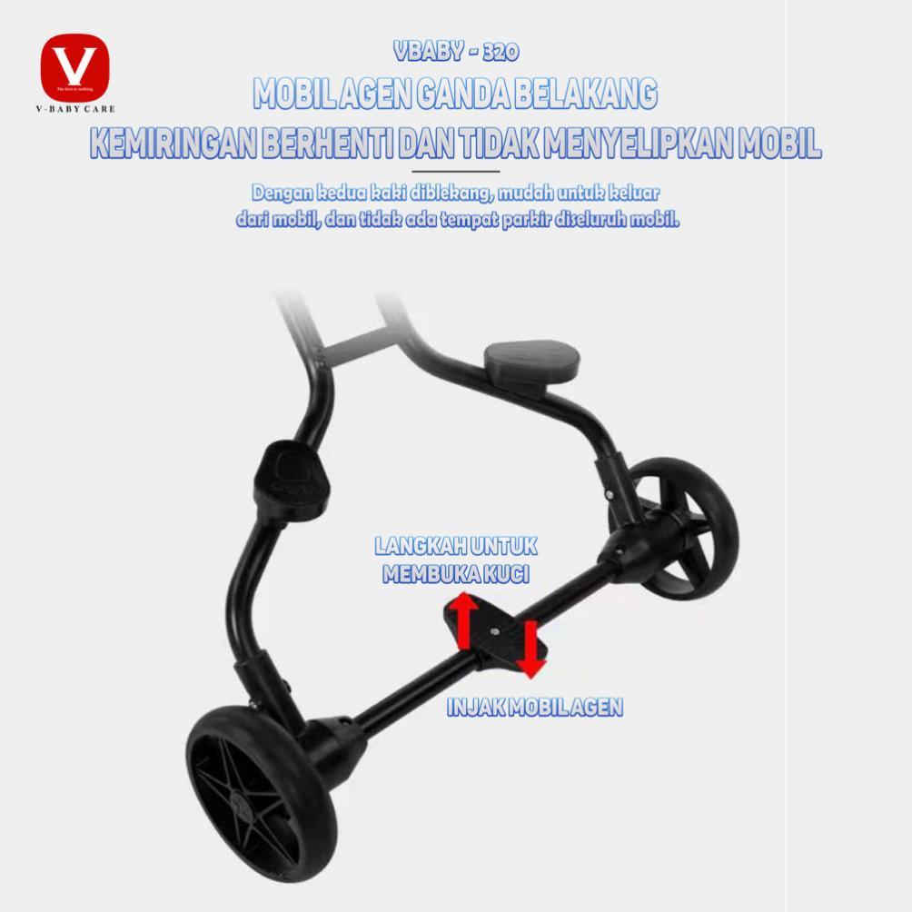 LUXIVAGALLERY VBABY CARE KERETA DORONG DATAR BERBARING DAPAT DILIPAT , DUA ARAH, STROLLER  VBABY-320